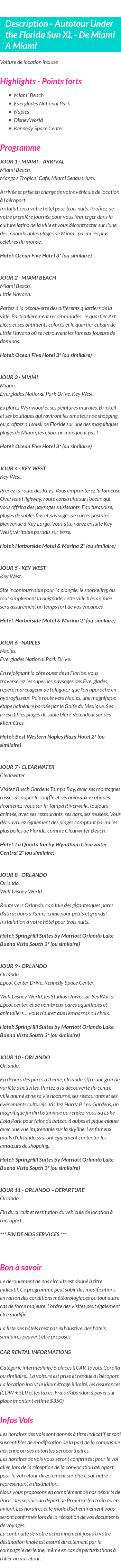 Détails du séjour