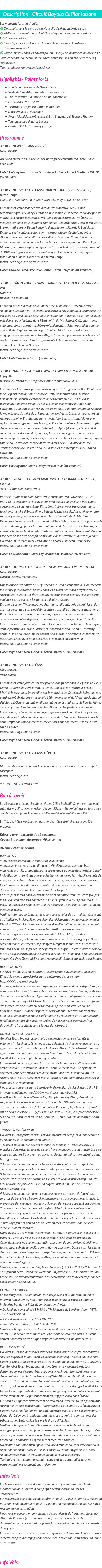 Détails du séjour
