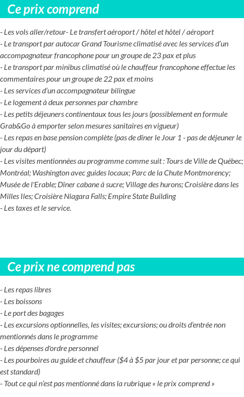 Conditions tarifaires