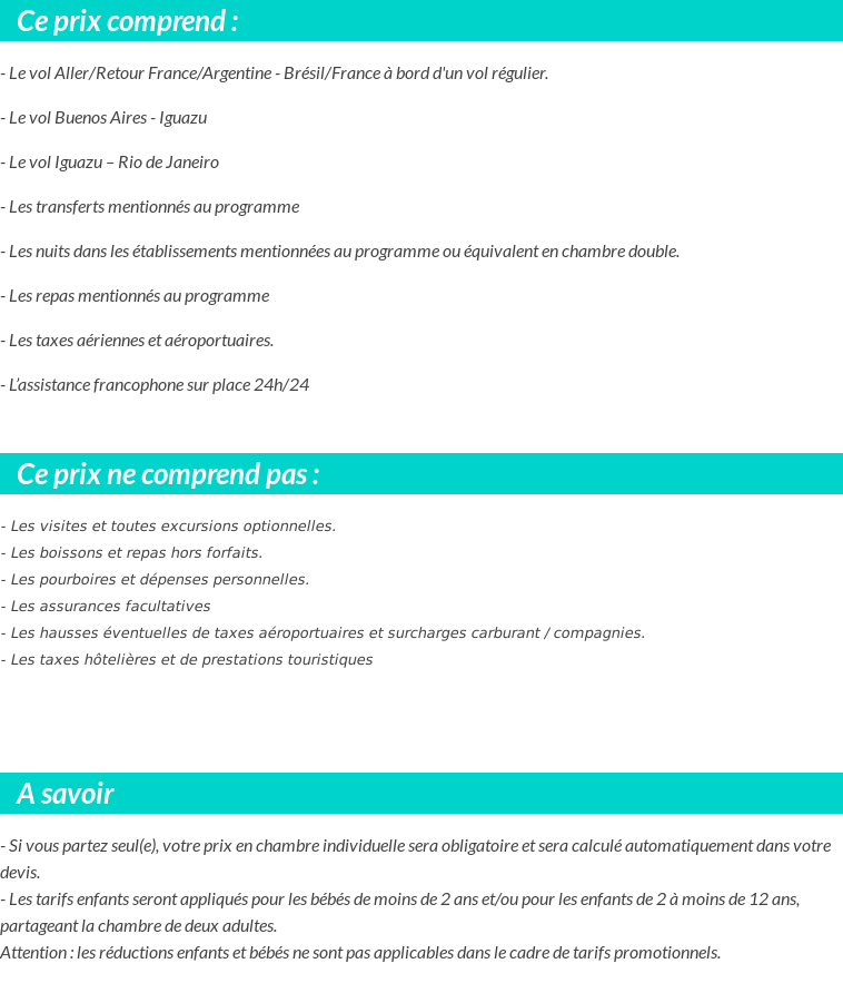 Conditions tarifaires