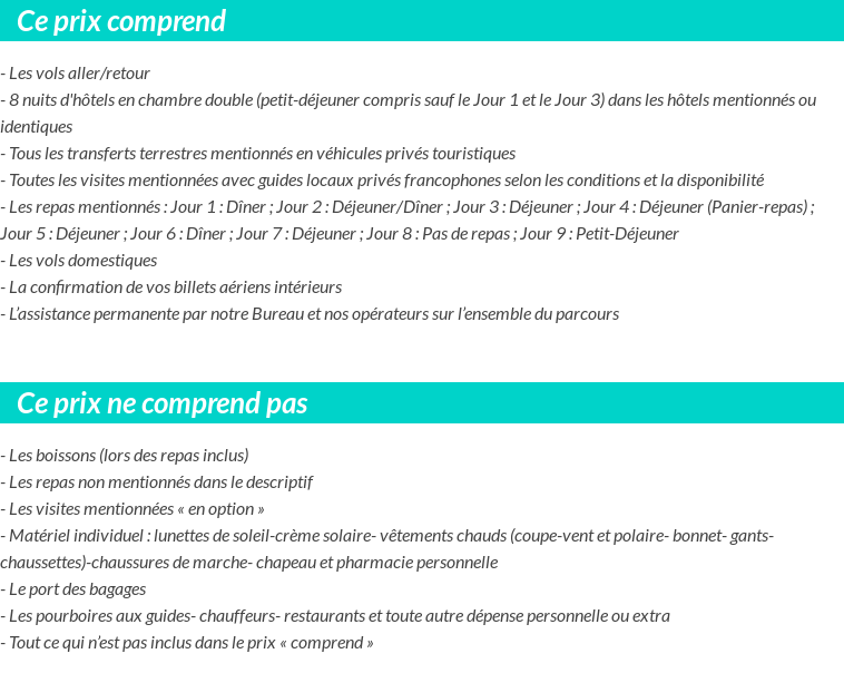 Conditions tarifaires