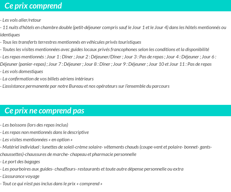 Conditions tarifaires