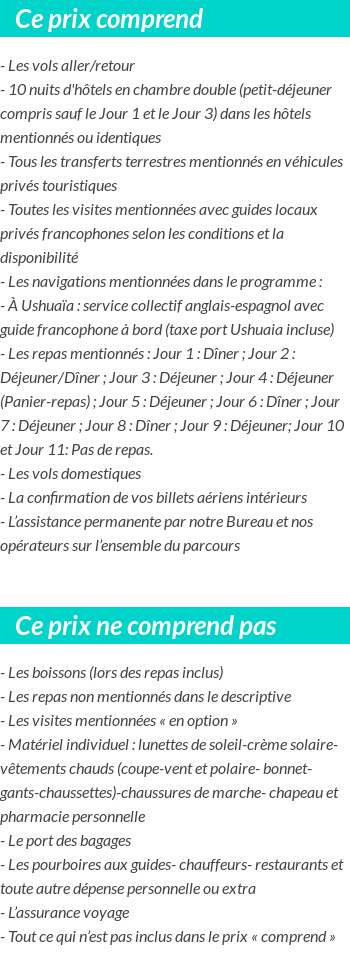 Conditions tarifaires