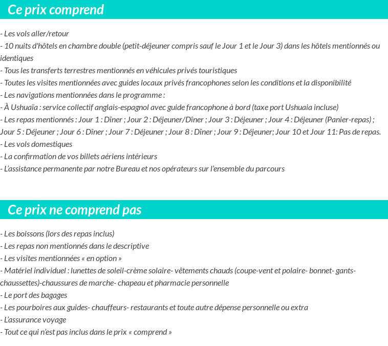 Conditions tarifaires