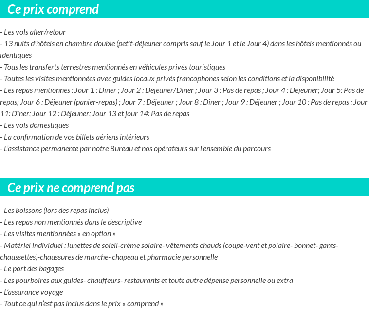 Conditions tarifaires