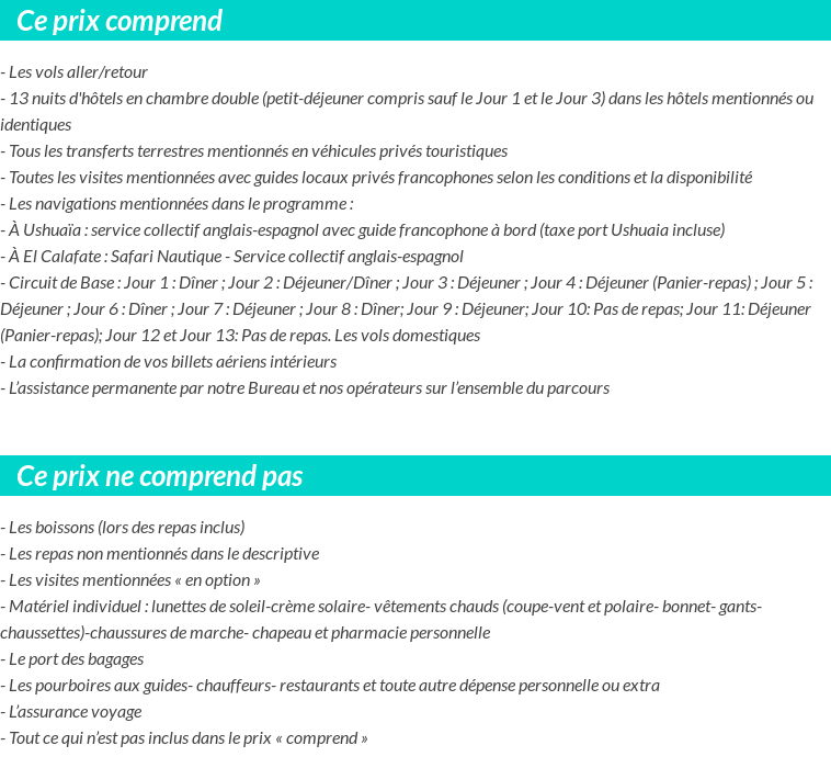 Conditions tarifaires