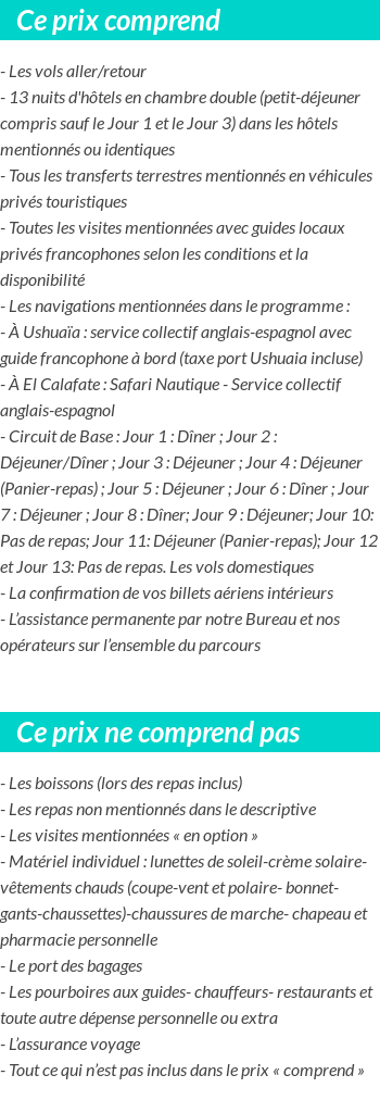 Conditions tarifaires