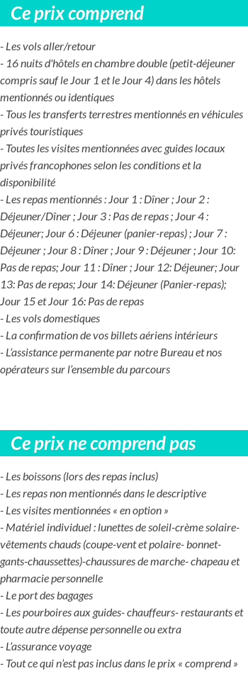 Conditions tarifaires