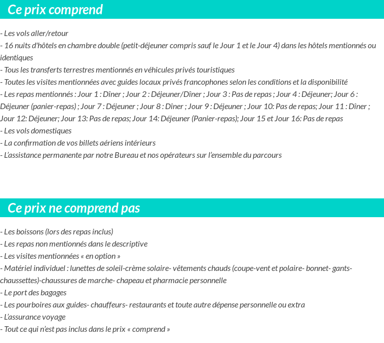 Conditions tarifaires