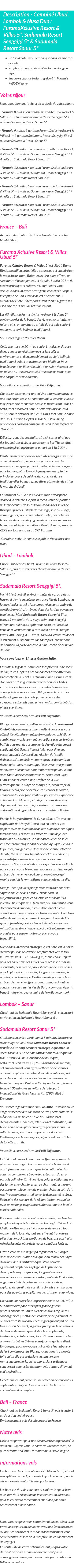 Détails du séjour