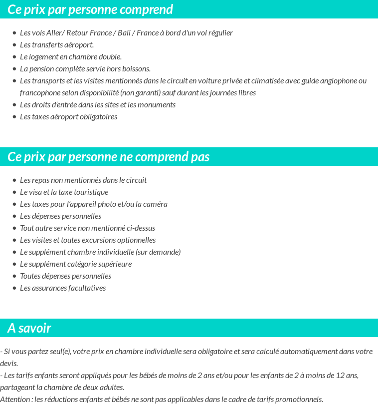 Conditions tarifaires
