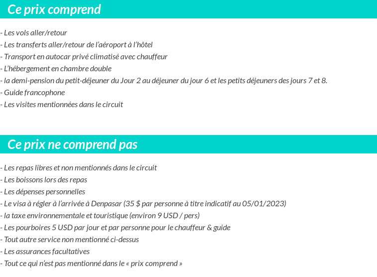 Conditions tarifaires