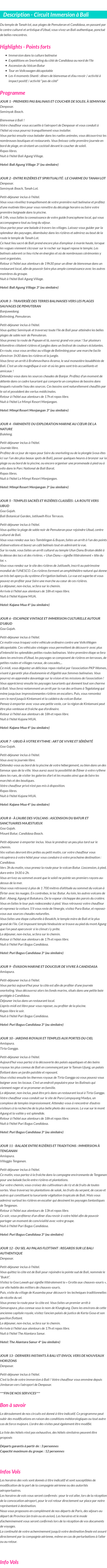Détails du séjour