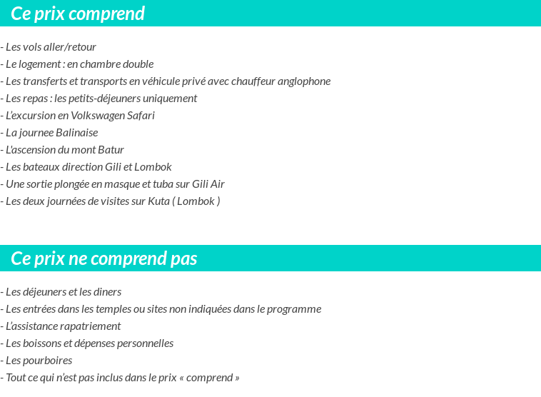 Conditions tarifaires