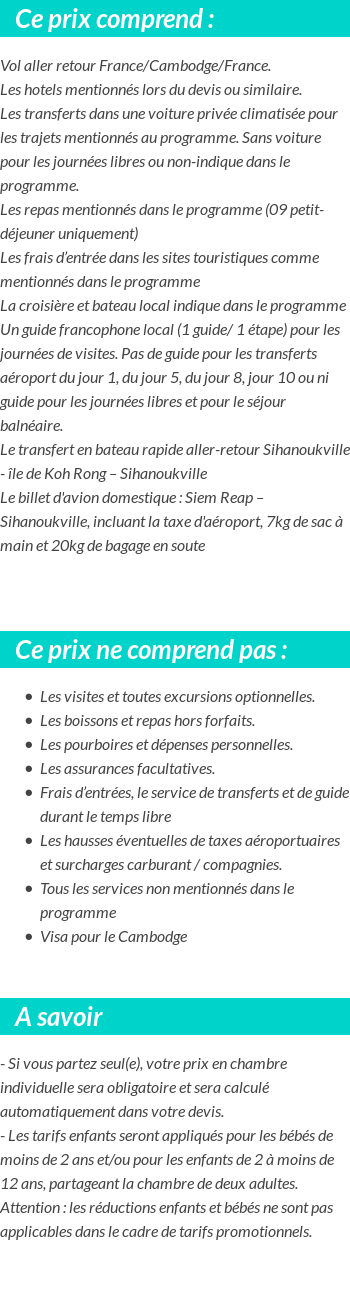 Conditions tarifaires