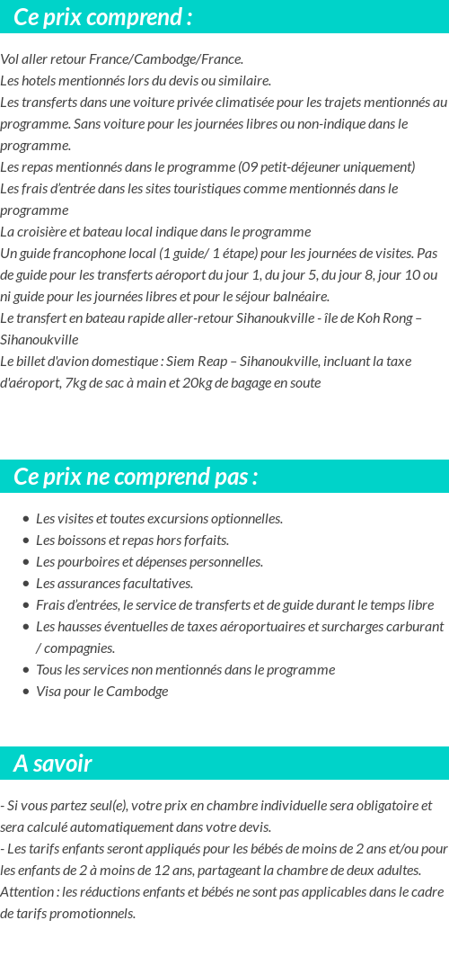 Conditions tarifaires