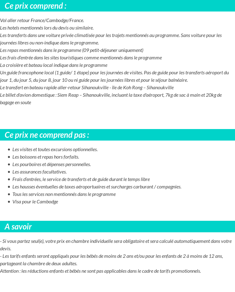 Conditions tarifaires