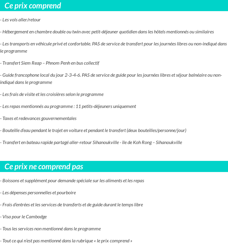 Conditions tarifaires