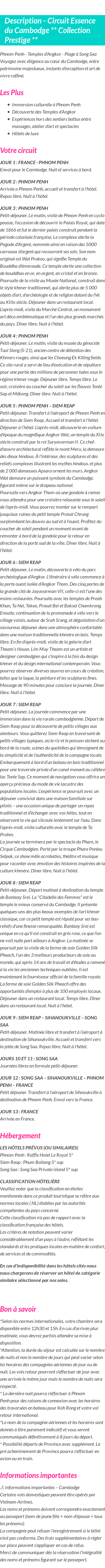 Détails du séjour