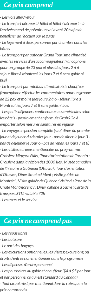 Conditions tarifaires