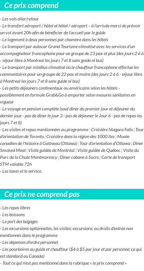 Conditions tarifaires