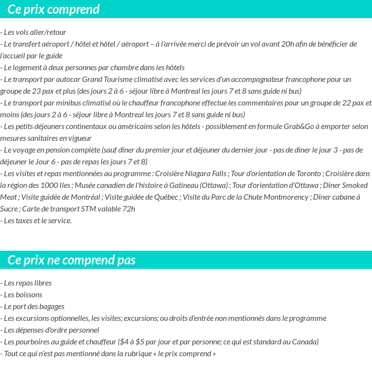 Conditions tarifaires