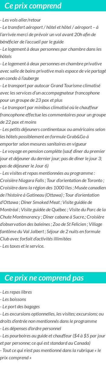Conditions tarifaires