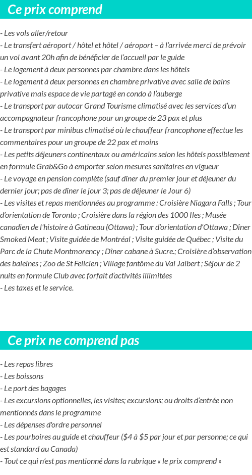 Conditions tarifaires