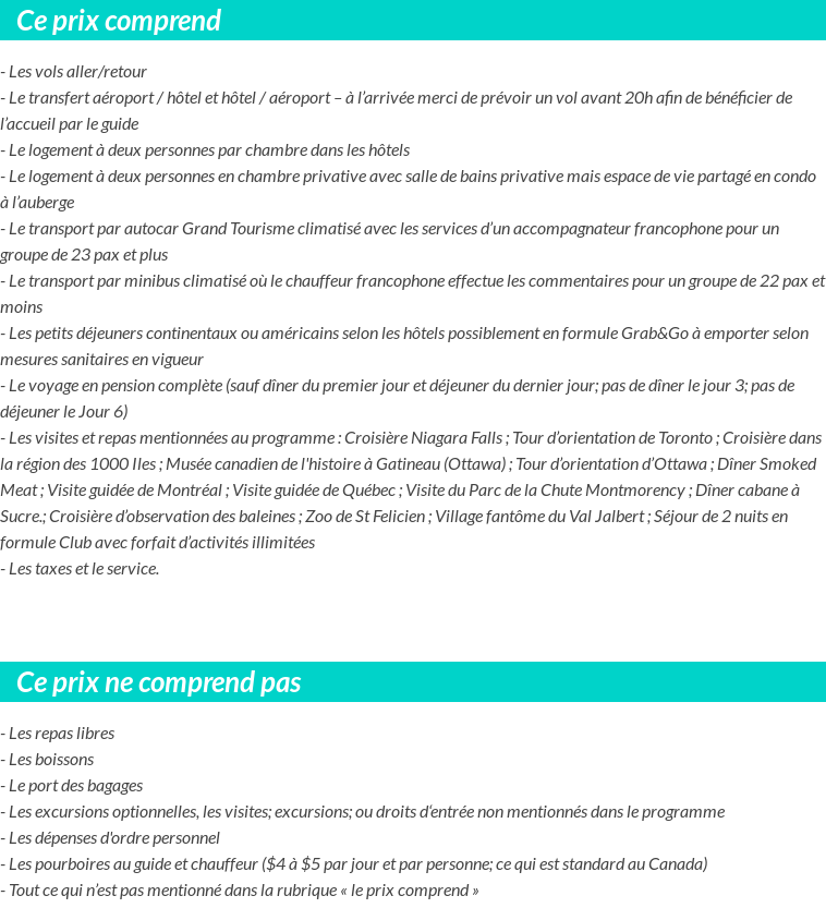 Conditions tarifaires