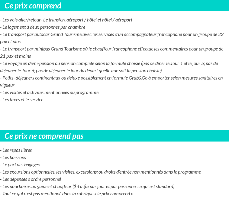 Conditions tarifaires