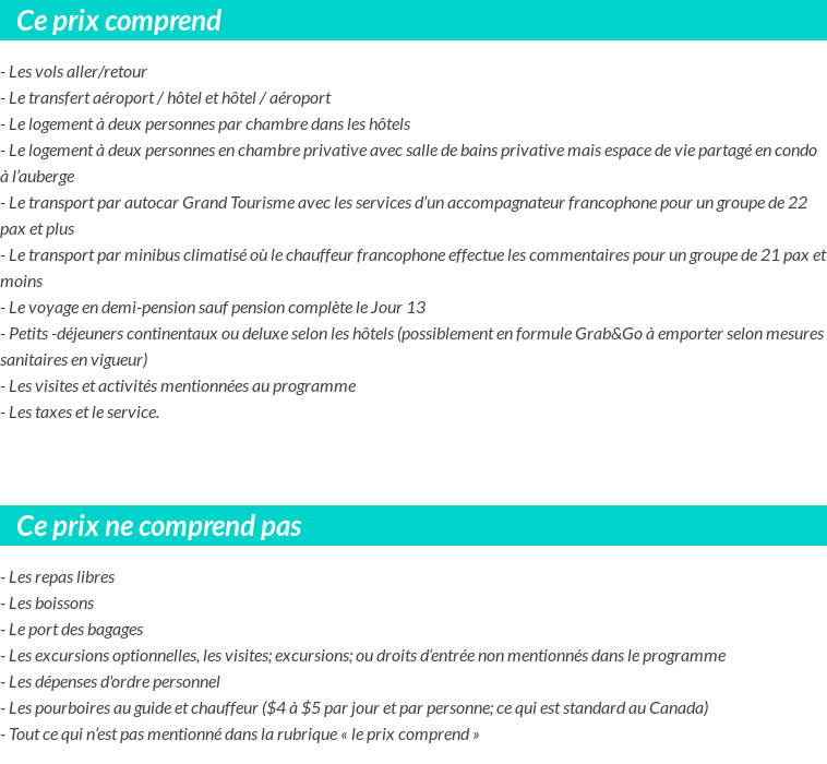 Conditions tarifaires