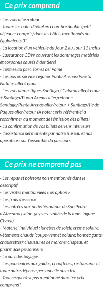 Conditions tarifaires