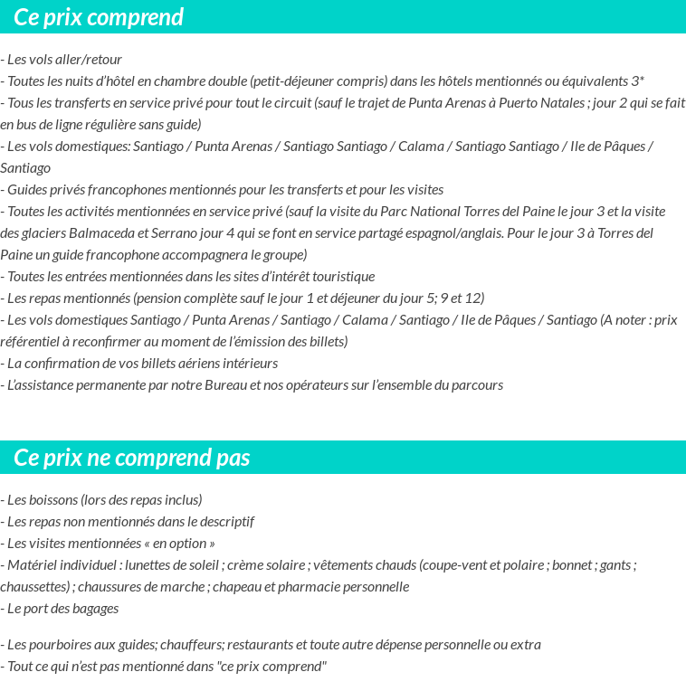 Conditions tarifaires