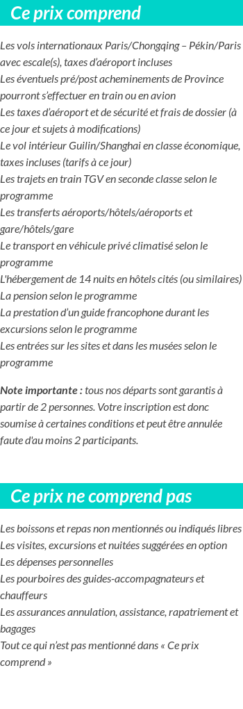 Conditions tarifaires