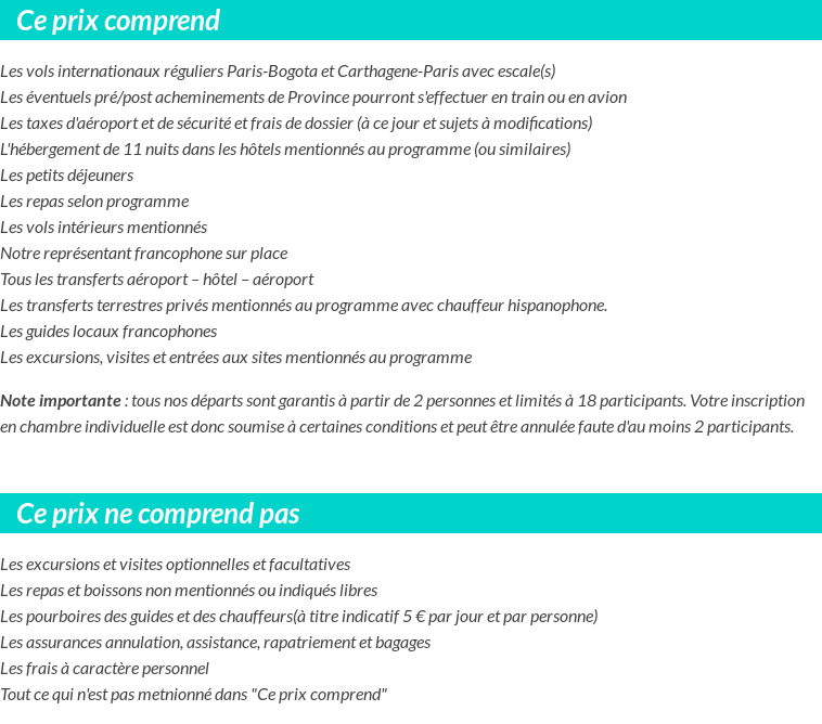 Conditions tarifaires