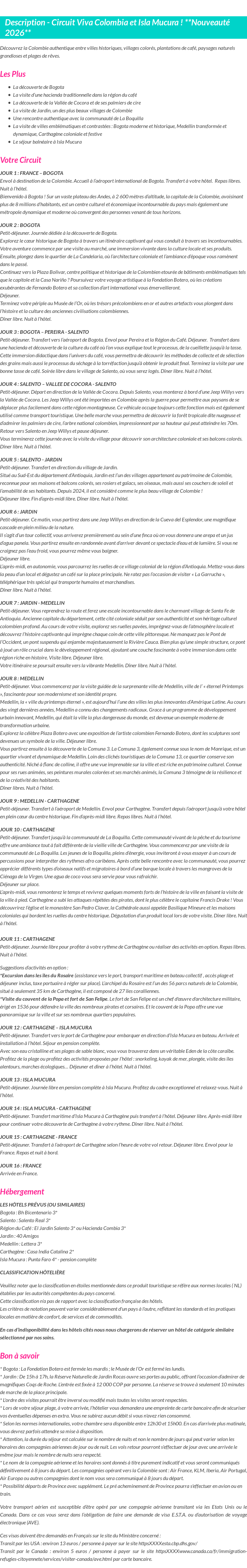 Détails du séjour