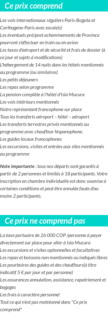 Conditions tarifaires