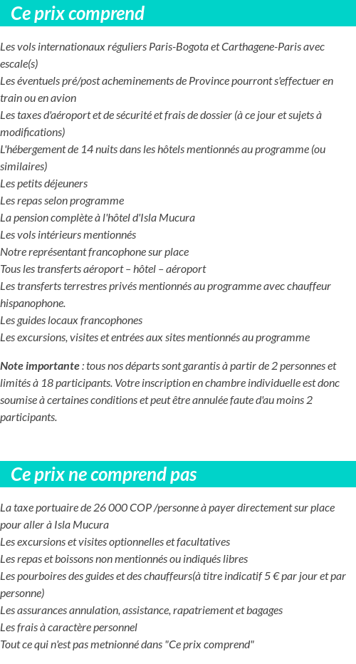 Conditions tarifaires