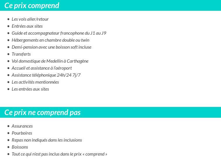 Conditions tarifaires
