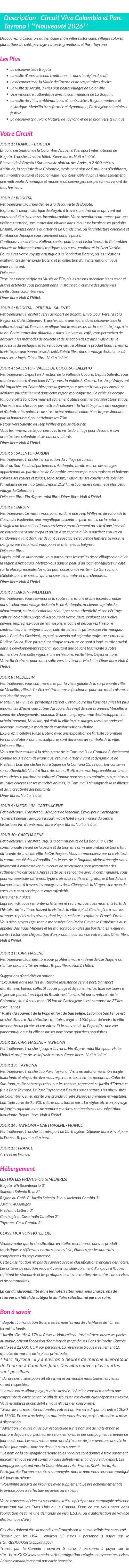 Détails du séjour