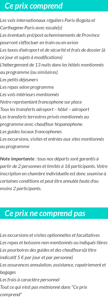 Conditions tarifaires