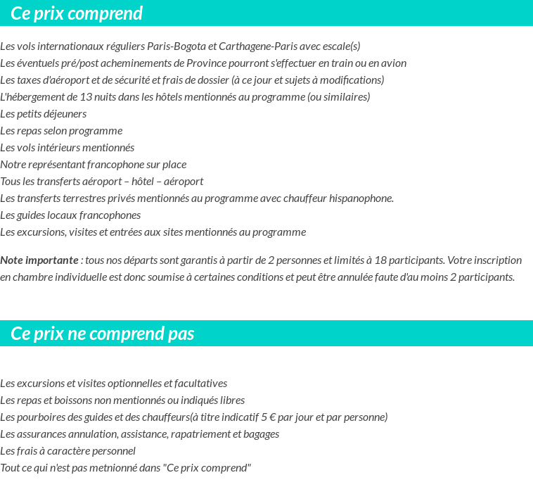 Conditions tarifaires