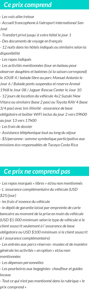 Conditions tarifaires