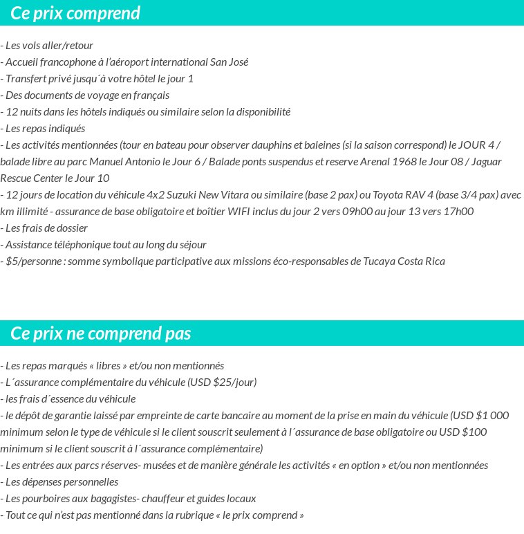 Conditions tarifaires