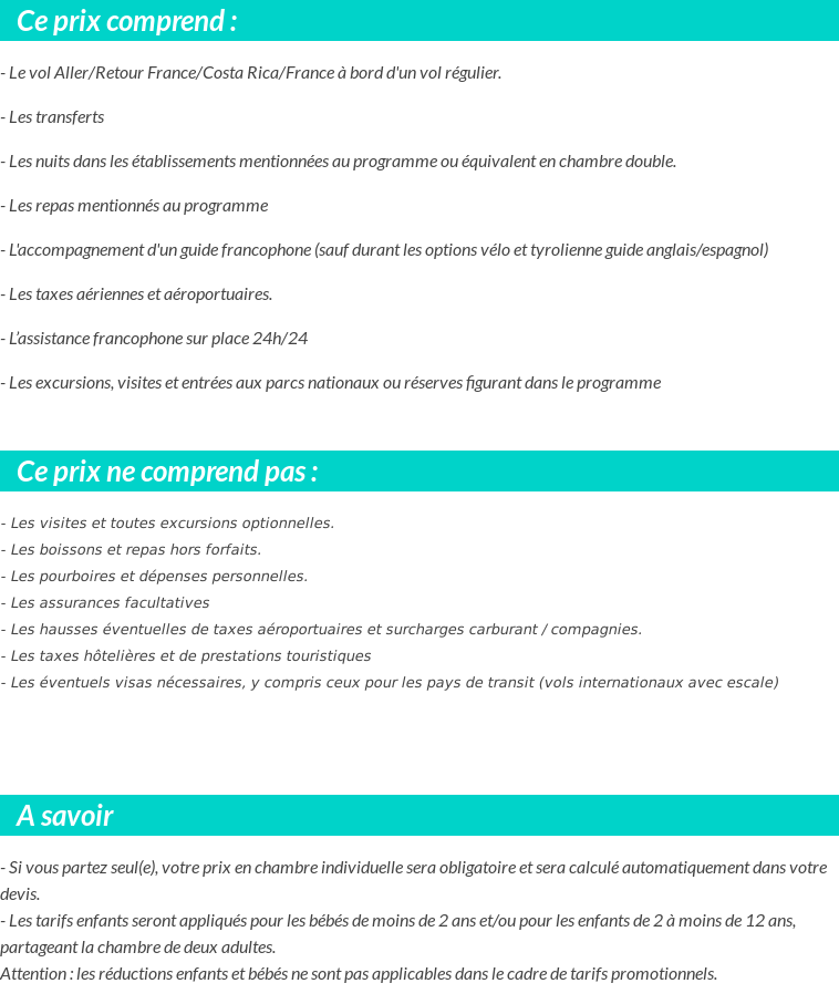 Conditions tarifaires