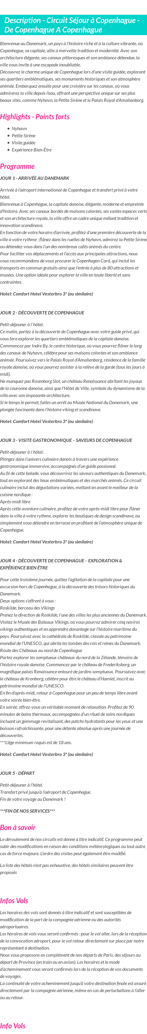 Détails du séjour