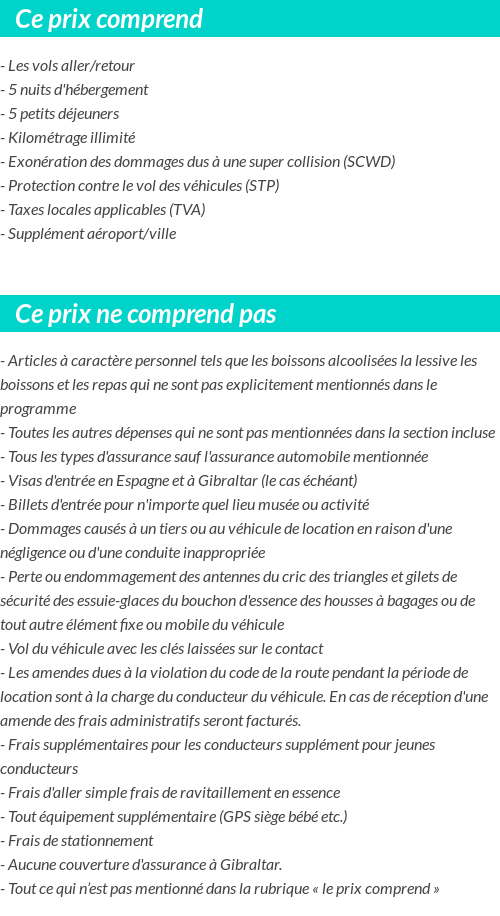 Conditions tarifaires