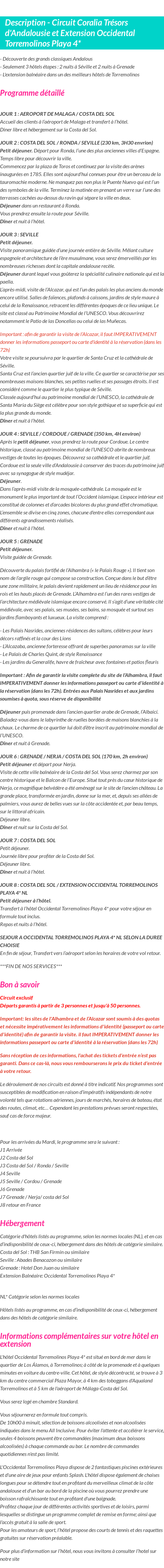 Détails du séjour
