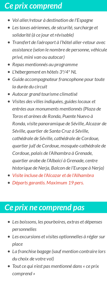 Conditions tarifaires