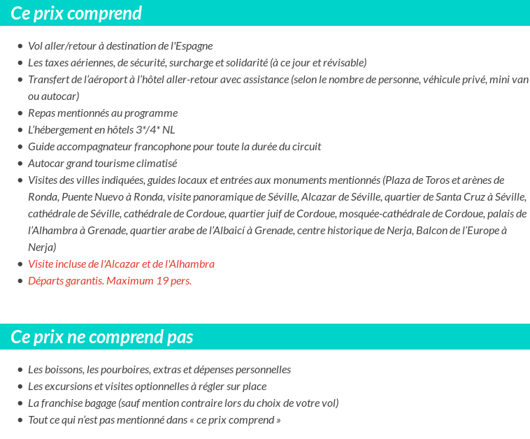 Conditions tarifaires